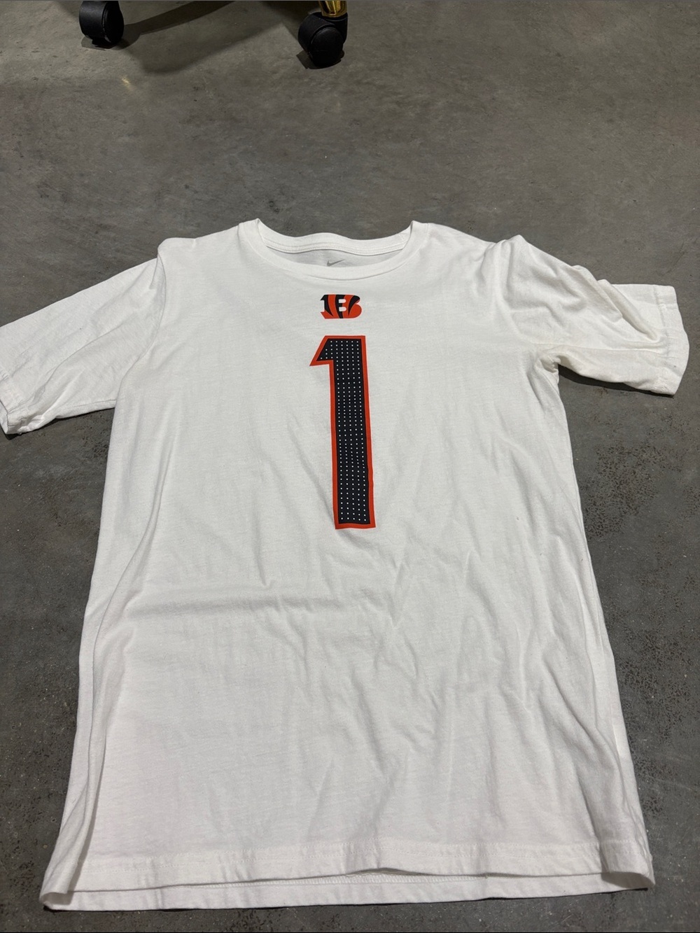 Nike White Tee with Black & Orange Jamarr Chase Graphic